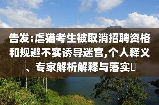 告發(fā):虐貓考生被取消招聘資格和規(guī)避不實誘導迷宮,個人釋義、專家解析解釋與落實?