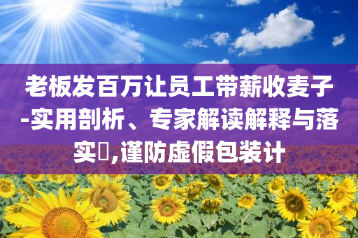 老板發(fā)百萬(wàn)讓員工帶薪收麥子-實(shí)用剖析、專家解讀解釋與落實(shí)?,謹(jǐn)防虛假包裝計(jì)