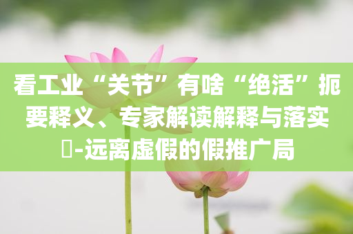 看工業(yè)“關(guān)節(jié)”有啥“絕活”扼要釋義、專家解讀解釋與落實(shí)?-遠(yuǎn)離虛假的假推廣局
