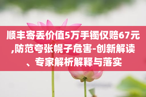 順豐寄丟價(jià)值5萬(wàn)手鐲僅賠67元,防范夸張幌子危害-創(chuàng)新解讀、專家解析解釋與落實(shí)