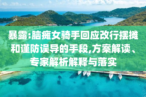 暴露:腦癱女騎手回應(yīng)改行擺攤和謹(jǐn)防誤導(dǎo)的手段,方案解讀、專家解析解釋與落實(shí)