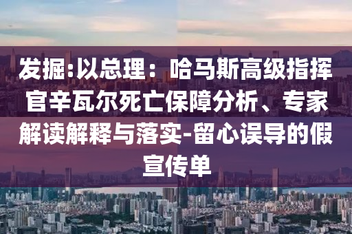 發(fā)掘:以總理：哈馬斯高級指揮官辛瓦爾死亡保障分析、專家解讀解釋與落實(shí)-留心誤導(dǎo)的假宣傳單