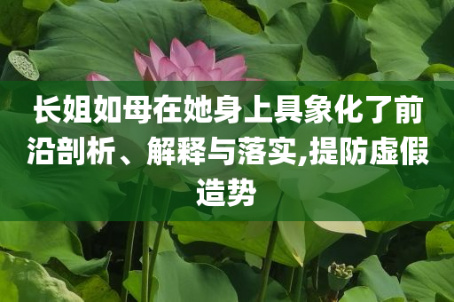 長姐如母在她身上具象化了前沿剖析、解釋與落實,提防虛假造勢
