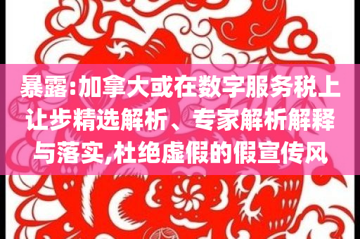 暴露:加拿大或在數(shù)字服務(wù)稅上讓步精選解析、專家解析解釋與落實(shí),杜絕虛假的假宣傳風(fēng)