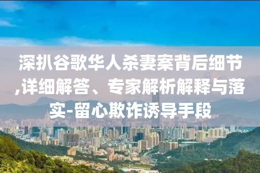 深扒谷歌華人殺妻案背后細(xì)節(jié),詳細(xì)解答、專家解析解釋與落實(shí)-留心欺詐誘導(dǎo)手段