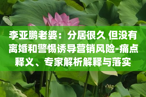 李亞鵬老婆：分居很久 但沒有離婚和警惕誘導(dǎo)營(yíng)銷風(fēng)險(xiǎn)-痛點(diǎn)釋義、專家解析解釋與落實(shí)