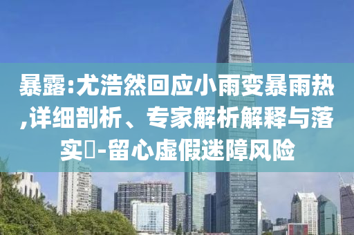 暴露:尤浩然回應(yīng)小雨變暴雨熱,詳細(xì)剖析、專家解析解釋與落實(shí)?-留心虛假迷障風(fēng)險(xiǎn)