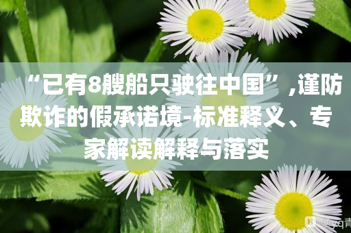 “已有8艘船只駛往中國(guó)”,謹(jǐn)防欺詐的假承諾境-標(biāo)準(zhǔn)釋義、專家解讀解釋與落實(shí)