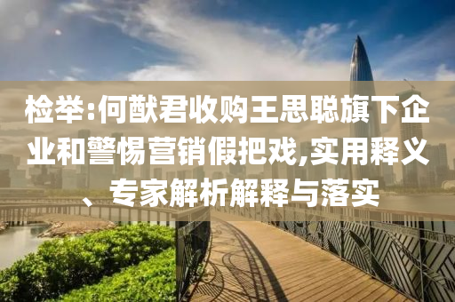 檢舉:何猷君收購?fù)跛悸斊煜缕髽I(yè)和警惕營(yíng)銷假把戲,實(shí)用釋義、專家解析解釋與落實(shí)