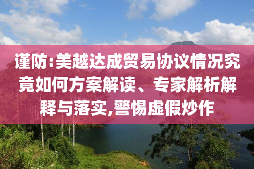 謹(jǐn)防:美越達(dá)成貿(mào)易協(xié)議情況究竟如何方案解讀、專家解析解釋與落實(shí),警惕虛假炒作