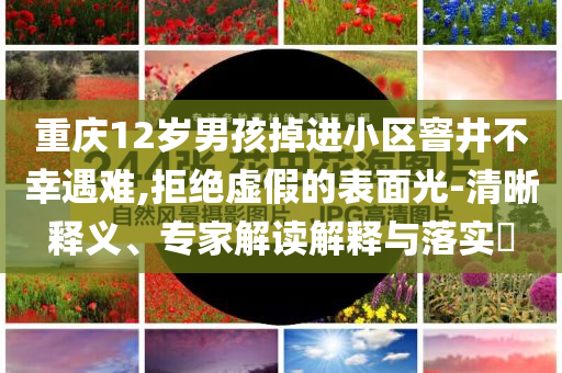 重慶12歲男孩掉進小區(qū)窨井不幸遇難,拒絕虛假的表面光-清晰釋義、專家解讀解釋與落實?