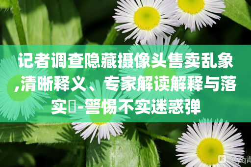 記者調(diào)查隱藏攝像頭售賣亂象,清晰釋義、專家解讀解釋與落實?-警惕不實迷惑彈