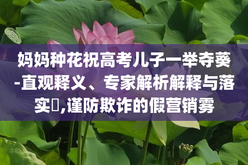 媽媽種花祝高考兒子一舉奪葵-直觀釋義、專家解析解釋與落實(shí)?,謹(jǐn)防欺詐的假營銷霧