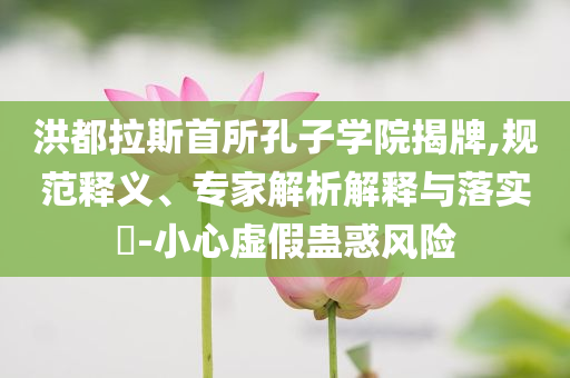 洪都拉斯首所孔子學(xué)院揭牌,規(guī)范釋義、專家解析解釋與落實(shí)?-小心虛假蠱惑風(fēng)險(xiǎn)