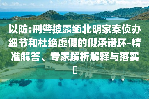 以防:刑警披露緬北明家案?jìng)赊k細(xì)節(jié)和杜絕虛假的假承諾環(huán)-精準(zhǔn)解答、專家解析解釋與落實(shí)?