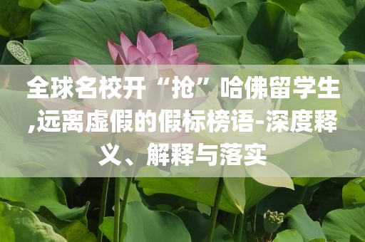 全球名校開“搶”哈佛留學生,遠離虛假的假標榜語-深度釋義、解釋與落實