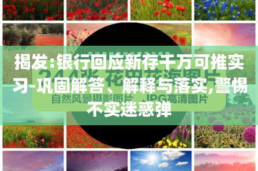 揭發(fā):銀行回應(yīng)新存千萬可推實(shí)習(xí)-鞏固解答、解釋與落實(shí),警惕不實(shí)迷惑彈