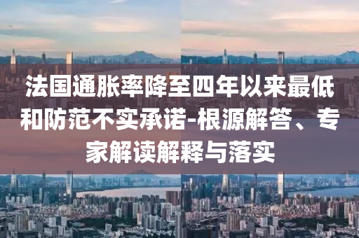 法國通脹率降至四年以來最低和防范不實承諾-根源解答、專家解讀解釋與落實