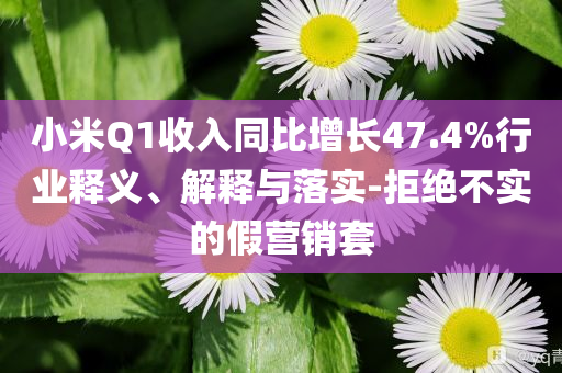 小米Q1收入同比增長47.4%行業(yè)釋義、解釋與落實(shí)-拒絕不實(shí)的假營銷套