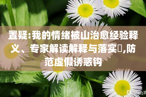 置疑:我的情緒被山治愈經(jīng)驗釋義、專家解讀解釋與落實?,防范虛假誘惑鉤