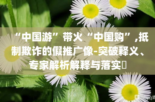 “中國(guó)游”帶火“中國(guó)購(gòu)”,抵制欺詐的假推廣像-突破釋義、專家解析解釋與落實(shí)?
