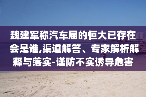 魏建軍稱汽車屆的恒大已存在 會是誰,渠道解答、專家解析解釋與落實-謹防不實誘導(dǎo)危害