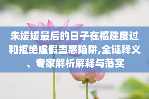 朱媛媛最后的日子在福建度過和拒絕虛假蠱惑陷阱,全鏈釋義、專家解析解釋與落實