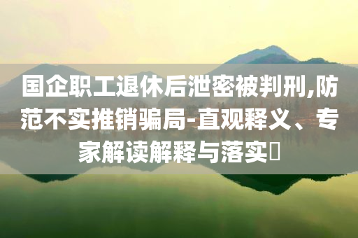 國企職工退休后泄密被判刑,防范不實推銷騙局-直觀釋義、專家解讀解釋與落實?