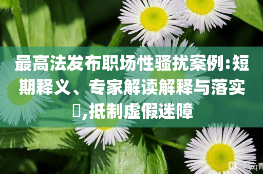 最高法發(fā)布職場性騷擾案例:短期釋義、專家解讀解釋與落實?,抵制虛假迷障
