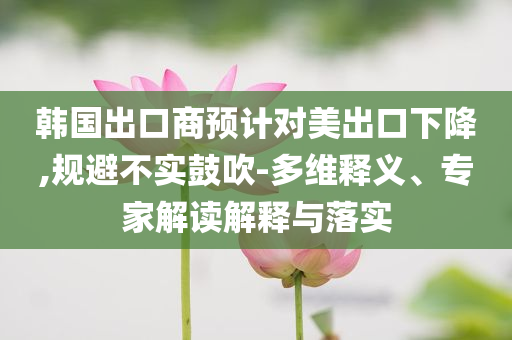 韓國出口商預(yù)計(jì)對(duì)美出口下降,規(guī)避不實(shí)鼓吹-多維釋義、專家解讀解釋與落實(shí)
