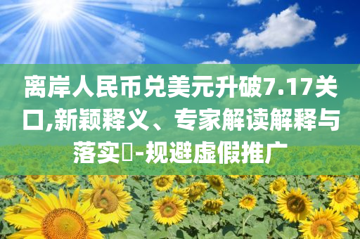 離岸人民幣兌美元升破7.17關(guān)口,新穎釋義、專家解讀解釋與落實(shí)?-規(guī)避虛假推廣