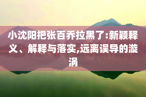 小沈陽把張百喬拉黑了:新穎釋義、解釋與落實,遠離誤導(dǎo)的漩渦