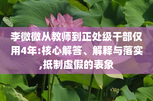 李微微從教師到正處級干部僅用4年:核心解答、解釋與落實,抵制虛假的表象