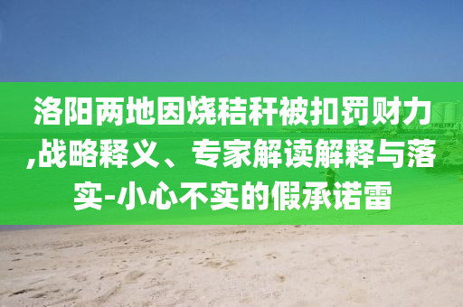 洛陽(yáng)兩地因燒秸稈被扣罰財(cái)力,戰(zhàn)略釋義、專家解讀解釋與落實(shí)-小心不實(shí)的假承諾雷