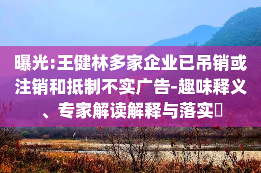 曝光:王健林多家企業(yè)已吊銷或注銷和抵制不實(shí)廣告-趣味釋義、專家解讀解釋與落實(shí)?