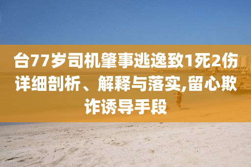 臺77歲司機(jī)肇事逃逸致1死2傷詳細(xì)剖析、解釋與落實,留心欺詐誘導(dǎo)手段