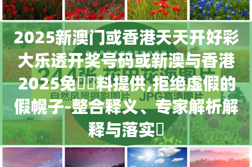 2025新澳門或香港天天開好彩大樂透開獎號碼或新澳與香港2025免費(fèi)資料提供,拒絕虛假的假幌子-整合釋義、專家解析解釋與落實(shí)?