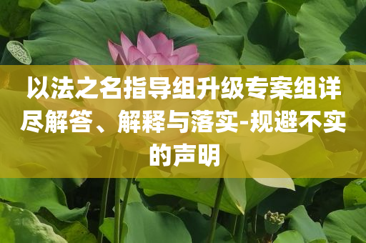 以法之名指導(dǎo)組升級(jí)專案組詳盡解答、解釋與落實(shí)-規(guī)避不實(shí)的聲明