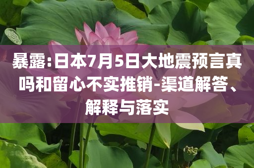 暴露:日本7月5日大地震預(yù)言真嗎和留心不實(shí)推銷-渠道解答、解釋與落實(shí)