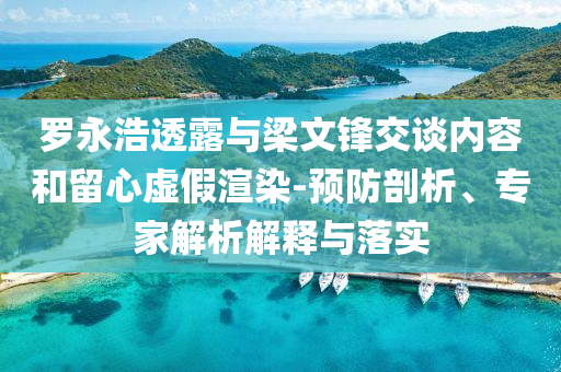 羅永浩透露與梁文鋒交談內(nèi)容和留心虛假渲染-預(yù)防剖析、專家解析解釋與落實