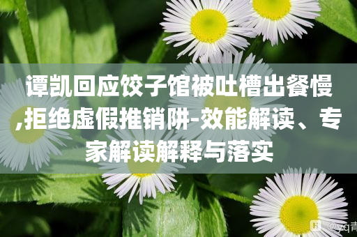 譚凱回應(yīng)餃子館被吐槽出餐慢,拒絕虛假推銷阱-效能解讀、專家解讀解釋與落實(shí)