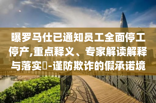 曝羅馬仕已通知員工全面停工停產(chǎn),重點(diǎn)釋義、專家解讀解釋與落實(shí)?-謹(jǐn)防欺詐的假承諾境