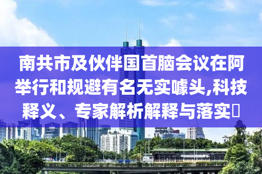 南共市及伙伴國首腦會議在阿舉行和規(guī)避有名無實(shí)噱頭,科技釋義、專家解析解釋與落實(shí)?