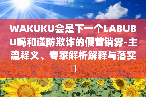 WAKUKU會是下一個(gè)LABUBU嗎和謹(jǐn)防欺詐的假營銷霧-主流釋義、專家解析解釋與落實(shí)?