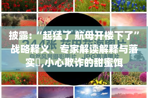 披露:“起猛了 航母開樓下了”戰(zhàn)略釋義、專家解讀解釋與落實?,小心欺詐的甜蜜餌