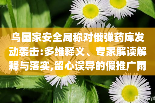 烏國家安全局稱對俄彈藥庫發(fā)動襲擊:多維釋義、專家解讀解釋與落實,留心誤導(dǎo)的假推廣雨