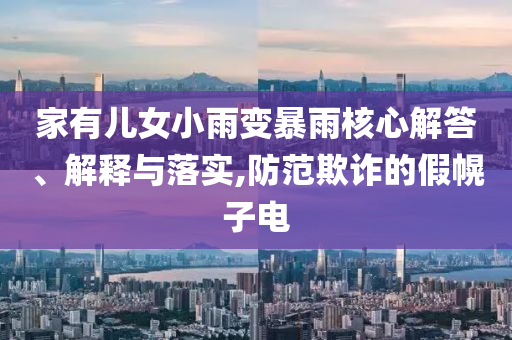 家有兒女小雨變暴雨核心解答、解釋與落實(shí),防范欺詐的假幌子電