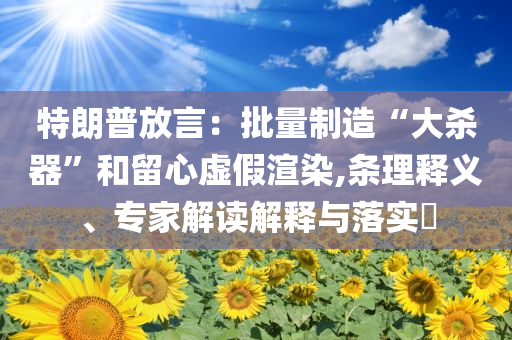 特朗普放言：批量制造“大殺器”和留心虛假渲染,條理釋義、專家解讀解釋與落實?
