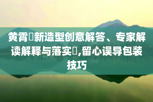 黃霄雲(yún)新造型創(chuàng)意解答、專家解讀解釋與落實(shí)?,留心誤導(dǎo)包裝技巧