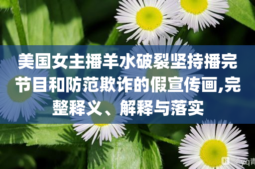 美國女主播羊水破裂堅持播完節(jié)目和防范欺詐的假宣傳畫,完整釋義、解釋與落實